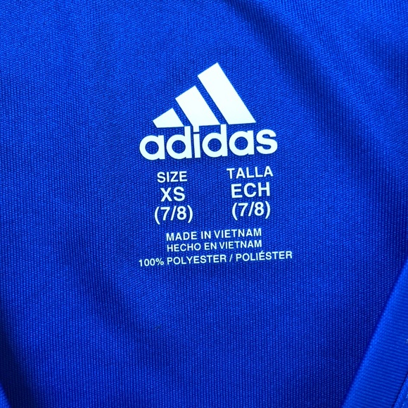 Girls Adidas V-neck Size XS (7/8) Blue Silver - Picture 3 of 3
